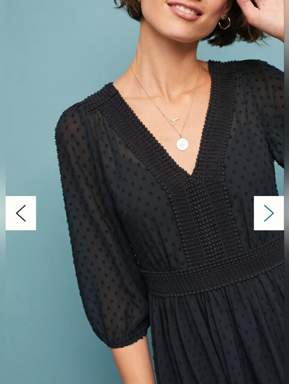 Anthropologie Black Tiered V-Neck Midi Dress - Picture 12 of 13